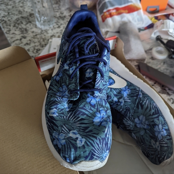 Blue floral nike shoes Clearance